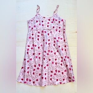 VTG Jaclyn Smith Sleepwear Pink Heart Satin Chemise Slip Dress Nightgown L